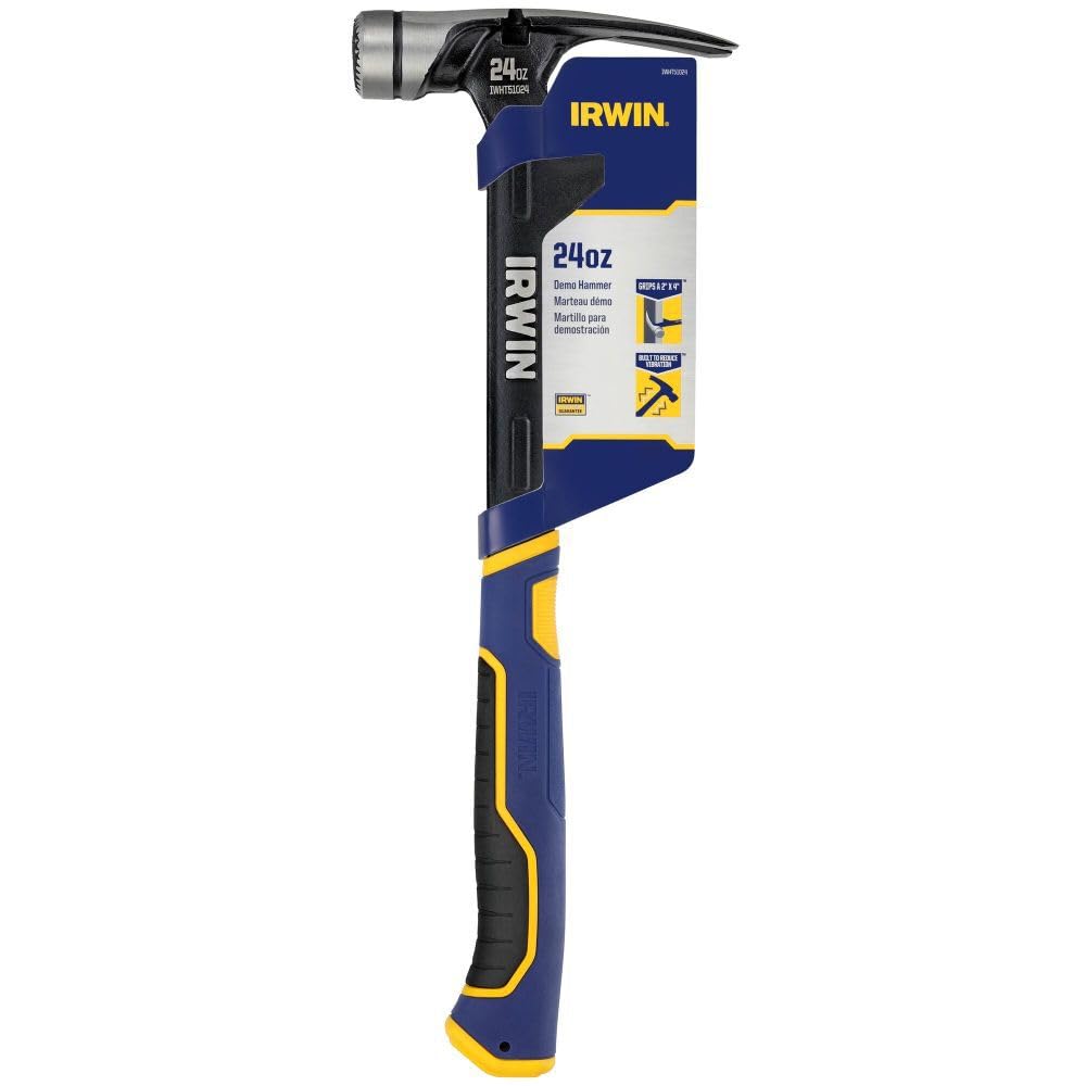 IRWIN Framing Hammer, 24oz Steel Demolition Hammer with Magnetic Nail Starter (IWHT51024)