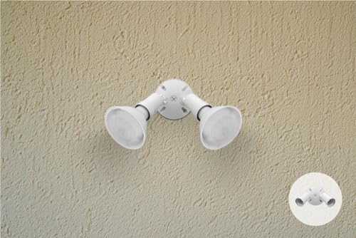 Lithonia Lighting Outdoor Twin PAR Flood Light Fixture, Adjustable Security Floodlight Holder, 120V, Dual Lamp Up to 150W, White