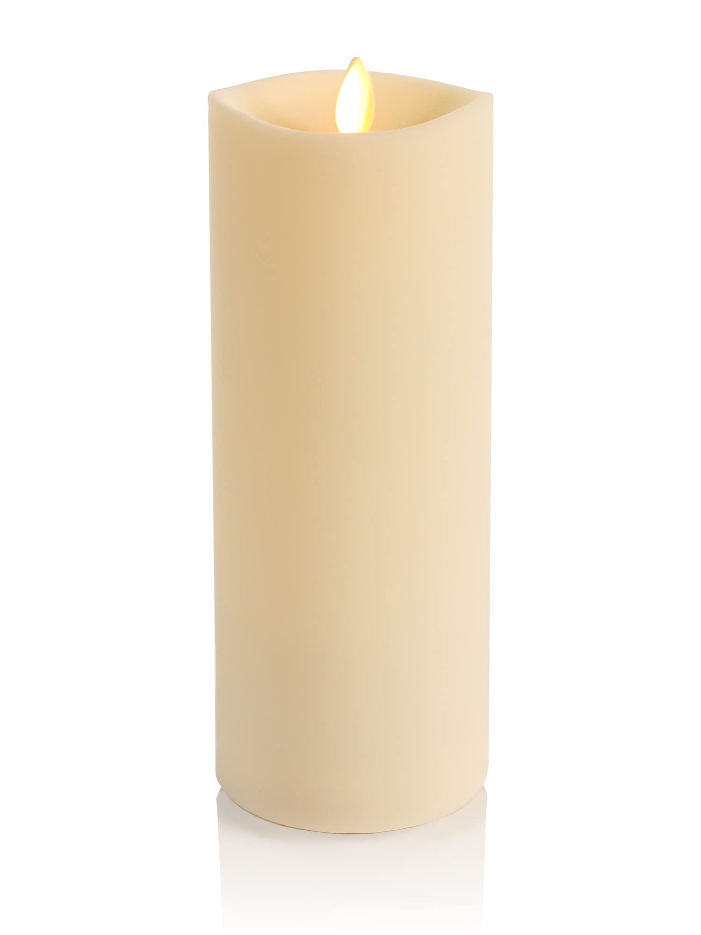 Luminara Outdoor Moving Flame LED Pillar Candle, Battery Operated, Realistic Flicker, 3.25"x8.5", Remote Ready, Christmas & Thanksgiving