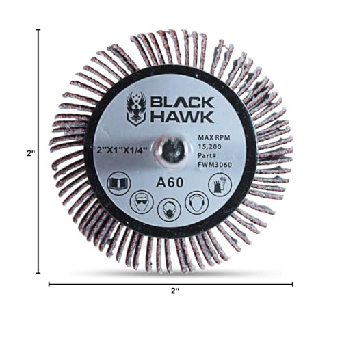 BHA Aluminum Oxide Shank Mounted Flap Wheels, 2” x 1” x 1/4”, 80 Grit - 5 Pack