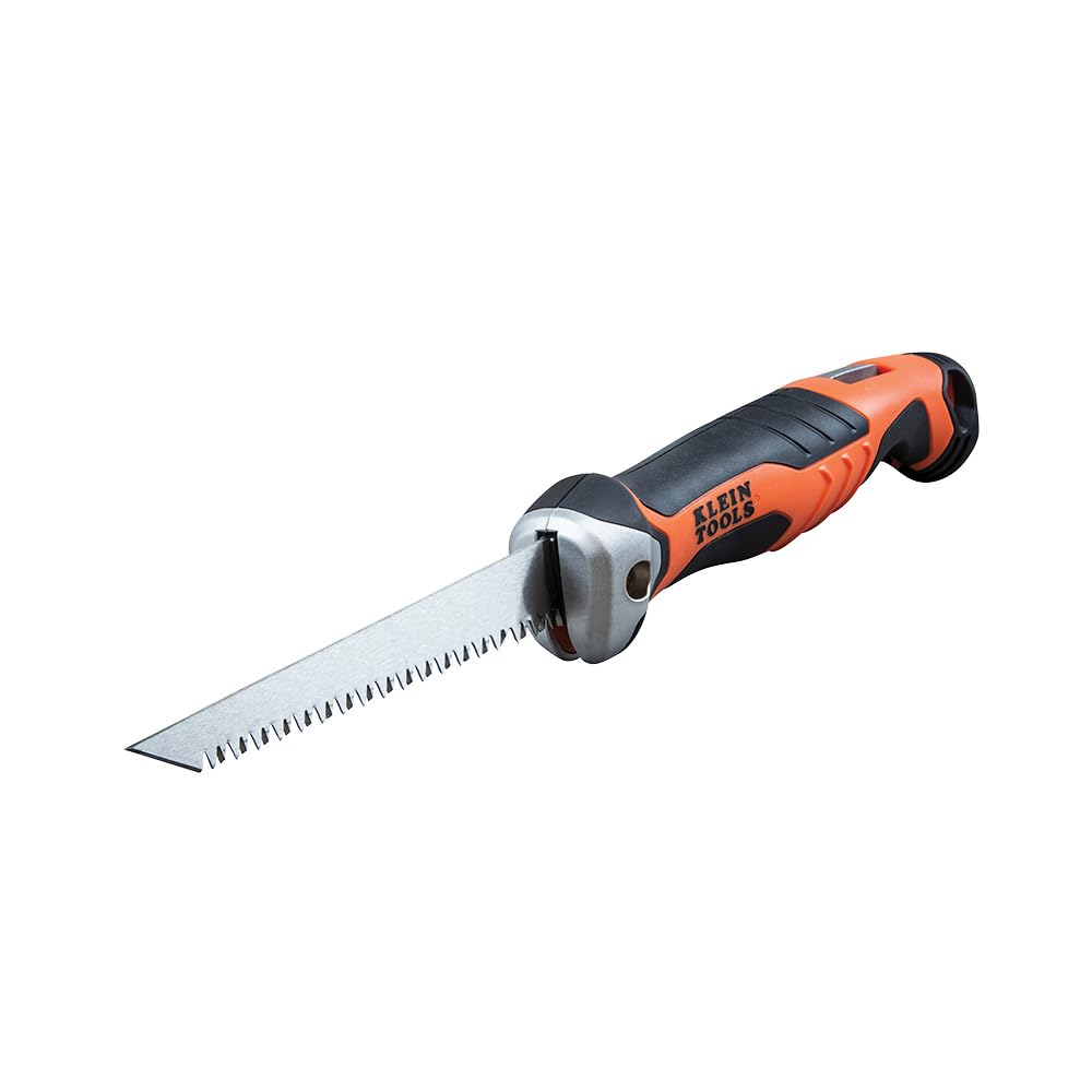 Klein Tools 31737 Folding Jab Saw / Drywall Hand Saw with Lockback at 180 and 125 Degrees and Tether Hole