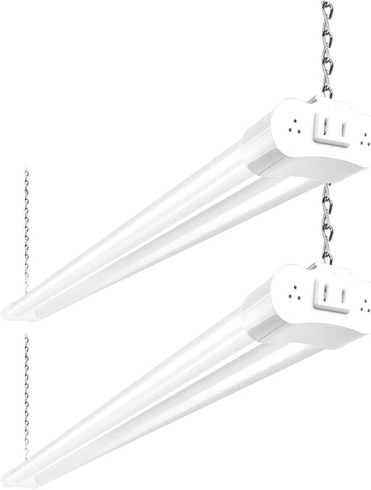 Hykolity 2-Pack 4FT Linkable LED Shop Lights, 4400 Lumens 42W 5000K Daylight Garage & Workbench Lighting, Plug-In, Hanging or Surface Mount, ETL