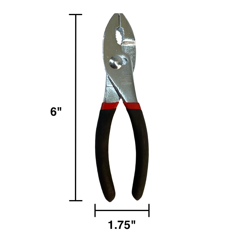 Edward Tools 6” Slip Joint Pliers – Heavy Duty Carbon Steel, Rubber Grip, Fine & Coarse Teeth, Rust-Resistant Finish