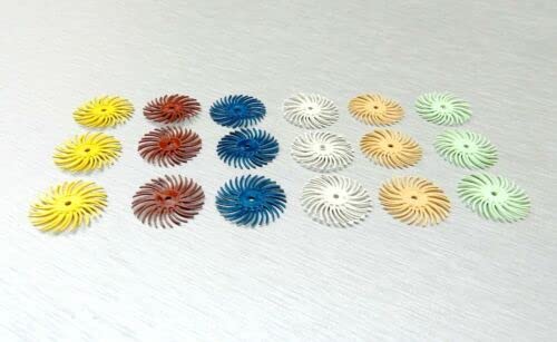 3m Radial Bristle Disc 3/4" Diameter Brush Assortment 19 PCS Set 6 Different Grits and Mandrel by JTS Made in USA