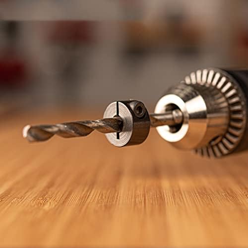 POWERTEC 7-Piece Drill Bit Stop Collar Kit, Metric Sizes 3-12mm, Adjustable Depth with M4 Allen Wrench (71492)