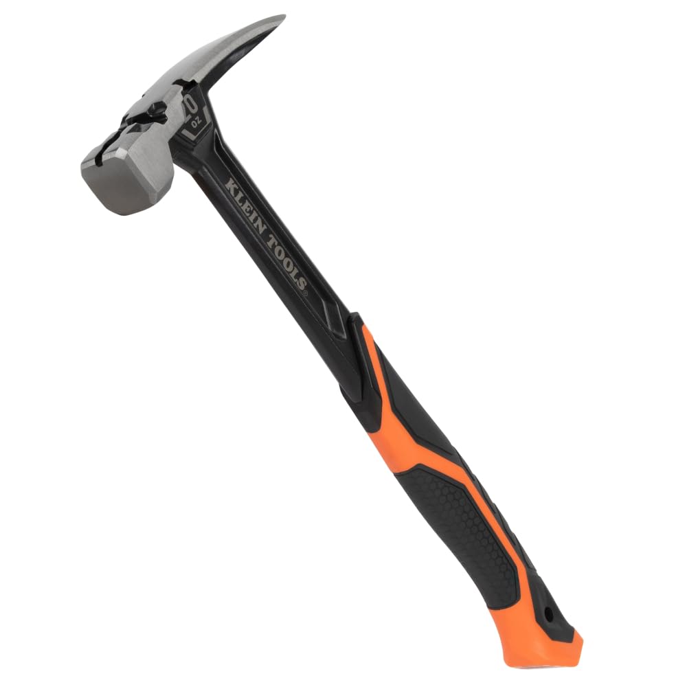 Klein Tools H80920S Smooth Face Framing Hammer with Straight Claw, 20-Ounce Forged Steel, Magnetic Nail Puller, and Extra-Large Squared Strike Face