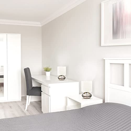 Catalina Caden Mini Touch Reading Lamps Set of 2 – Silver Accent Desk/Nightstand Lights for Bedroom, Dorm or Office, 9.25", LED Bulb Not Included