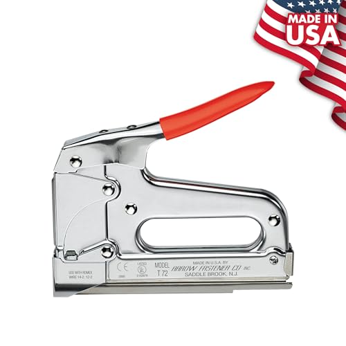 Arrow T72 Heavy Duty Cable Staple Gun, Manual Wire Stapler for Telecom, Internet & Computer Cable Installation, Uses T72 Insulated Staples