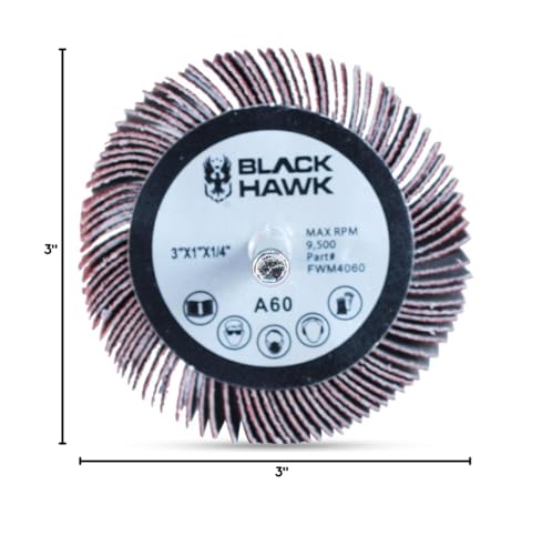 BHA Aluminum Oxide Shank Mounted Flap Wheels, 3” x 1” x 1/4”, 60 Grit - 5 Pack