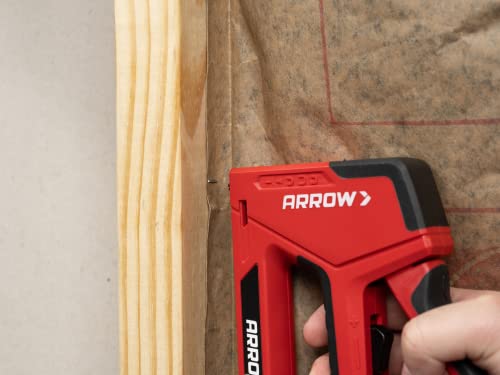 Arrow T501 5-in-1 Manual Staple & Nail Gun – Brad Nailer, Wire Stapler for Wood, Upholstery, Fencing, Crafts & Construction, Black/Red
