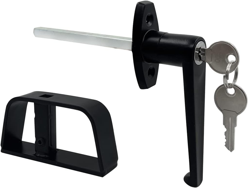 Lepoint L-Handle Lock Shed Door Latch Lock Kit with 2 Keys and 2 Screws, 5-1/2" Stem Barn Playhouse & Chicken Coop Door Lock
