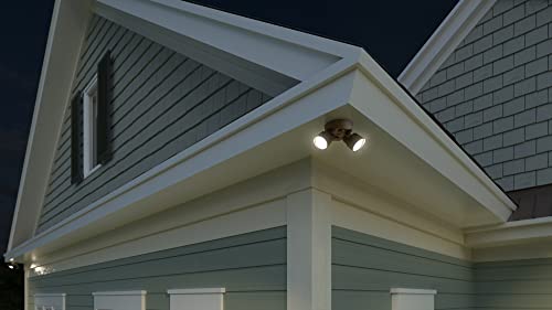 Lithonia Lighting HomeGuard 2-Light LED Outdoor Flood Light, Wall/Ceiling Mount, 4000K Cool White, Round Heads, Dark Bronze