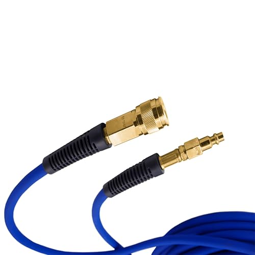 Estwing E1450PVCR 1/4" x 50' PVC / Rubber Hybrid Air Hose with Brass 1/4" NPT Industrial Fitting and Universal Quick Connect Coupler