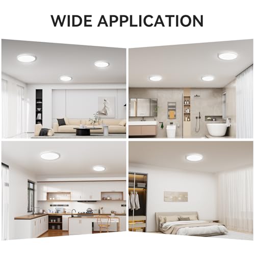 WKONCLDY 6-Pack 12" 3200lm LED Flush Mount Ceiling Light, Super Slim 5000K Daylight for Bedroom, Living Room, Dining, Garage & Office