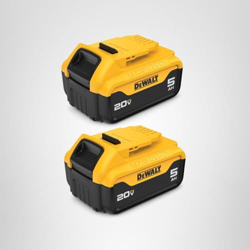 DEWALT 20V MAX XR 5 Ah Lithium Ion Battery 2-Pack Premium High Capacity Cordless Tool Battery Packs (DCB205-2)