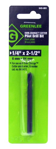 Greenlee 645-001 Kwik Change Cutter 1/4" x 2-1/2" Pilot Drill Bit for Cutting Stainless Steel, 1/4" Stainless Steel Metal Hole Cutter Drill Bit