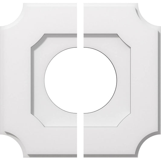 Ekena Millwork CMP14LE2-06000 Locke Architectural Grade PVC Contemporary, Two Piece Urethane Ceiling Medallions 14"OD x 6"ID x 8 1/4"C x 1"P
