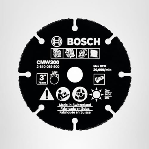 BOSCH CMW300 3 In. Carbide Multi-Wheel Compatible with 3/8 In. Arbor for Applications in Cutting Wood, Wood with Nails, Plastic, Plaster