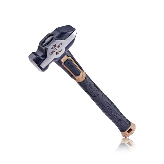 Spec Ops Tools Blacksmith Hammer, 4 lb Sledge hammer with Bi-Material Shock Absorbing & Vibration Dampening Handle, 3% Donated to Veterans, Black/Tan