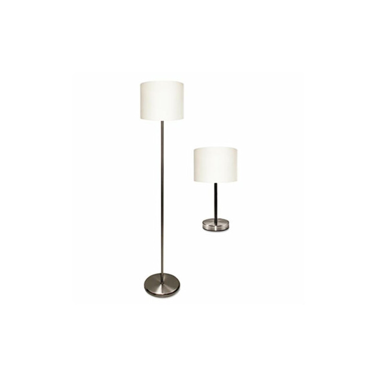 Ledu Slim Line Lamp Set, Table 12.63" High and Floor 61.5" High, Silver