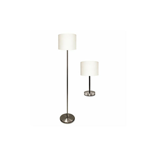 Ledu Slim Line Lamp Set, Table 12.63" High and Floor 61.5" High, Silver