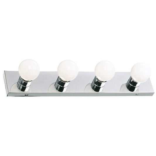 **Design House 4-Light Vanity Light, Polished Chrome Steel, Dimmable, Uses 4x60W Bulbs, 24" Wide (500892)**