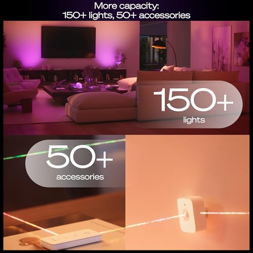 Philips Hue Starter Kit: Bridge Pro & 4 Retrofit Recessed Downlights 5/6-inch, White & Color Ambiance, Dimmable, Smart Light Hub,Works with Voice
