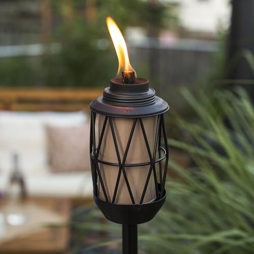 TIKI BiteFighter 64" Outdoor Metal Torch – Mosquito-Repellent Patio, Lawn & Garden Lighting, Bronze/Black with Wick & Snuffer