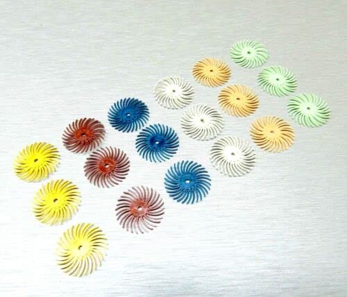 3m Radial Bristle Disc 3/4" Diameter Brush Assortment 19 PCS Set 6 Different Grits and Mandrel by JTS Made in USA