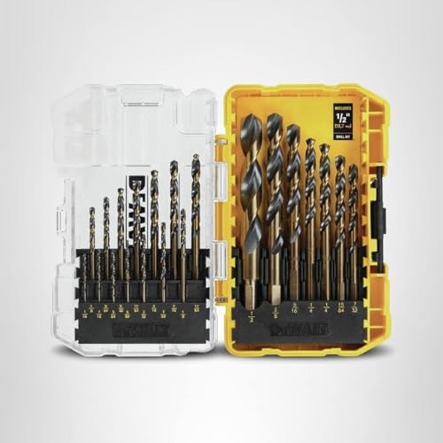 DEWALT Drill Bit Set, 21-Piece, 135 Degree Split Point, 31 Degree Helix, Black Oxide Coated, For Plastic, Wood and Metal (DWA1181)