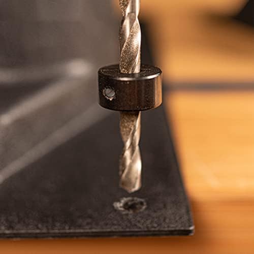 POWERTEC 7-Piece Drill Bit Stop Collar Kit, Metric Sizes 3-12mm, Adjustable Depth with M4 Allen Wrench (71492)