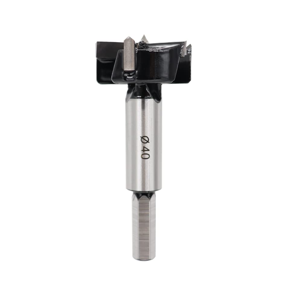 Forstner Drill Bit 40mm Tungsten Carbide, 3-Cutter Upgraded Wood Hole Saw, High-Hardness Woodworking Drill & Cutter Tool