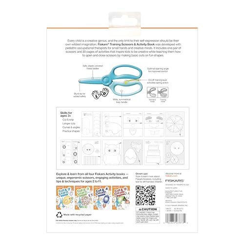 Fiskars Cut & Learn Kids Activity Book and Training Scissors - Gifts for Kids - Ages 3+