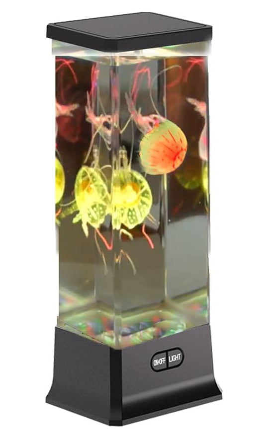 COLORLIFE Electric Jellyfish Tank Table Lamp with Color Changing Light Gift for Kids Men Women Home Deco for Room Mood Light for Relax(Black)