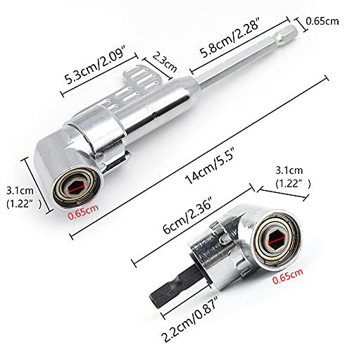 Jamiikury Silver 105 Degree Right Angle Drill Bit Holder, 1/4" Hex Shank Driver and Flexible Angle Extension Bit Kit for Screwdriver & Drill