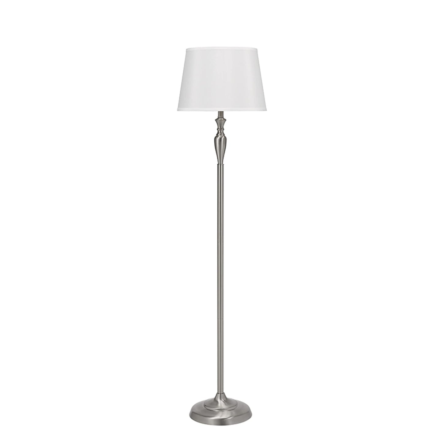 Catalina Lighting 18078-001 Transitional 3-Piece Metal Floor & Table Lamp Set with Linen Shades 59" and 24" Brushed Nickel Classic