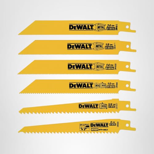 DEWALT Reciprocating Saw Blade Set for Metal and Woodcutting, 6 Piece (DW4856)