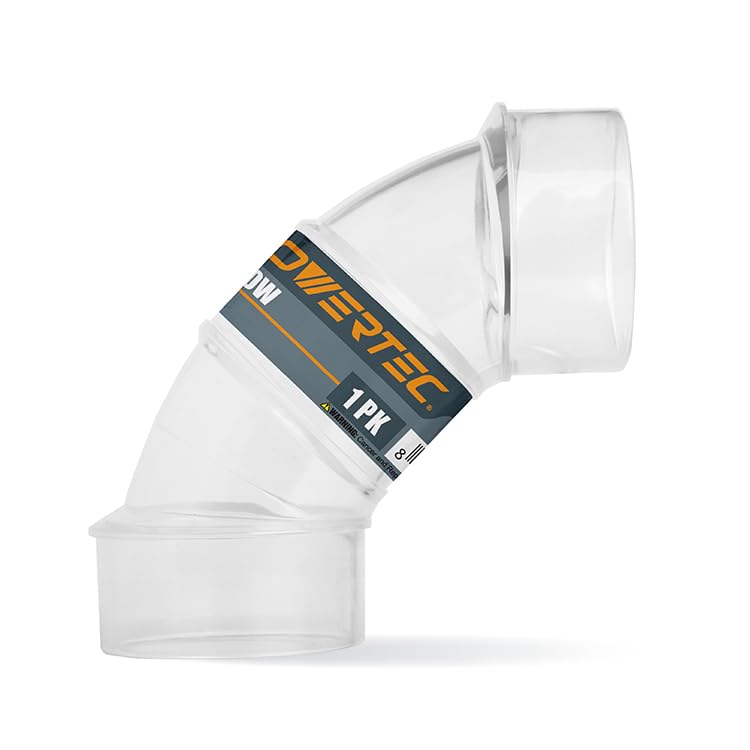 POWERTEC 70336V 2-1/2" OD 90 Degree Elbow - ABS Plastic Dust Collector Connector (Clear)