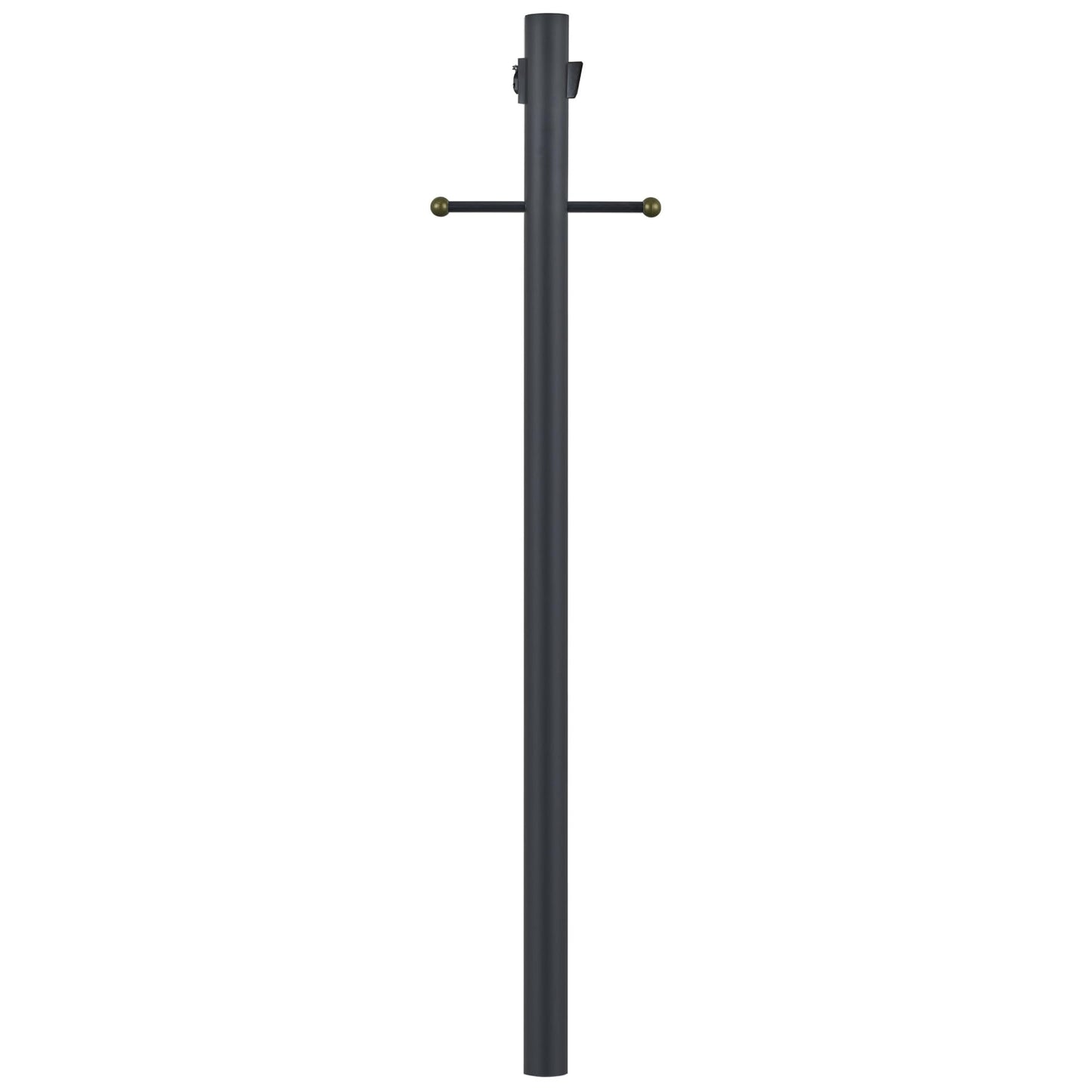 Design House Outdoor Lamp Post with Plastic Cross Arm, Built-In Outlet, Dusk-to-Dawn Photo Eye Sensor, Easy Install, Black, 3" x 80"
