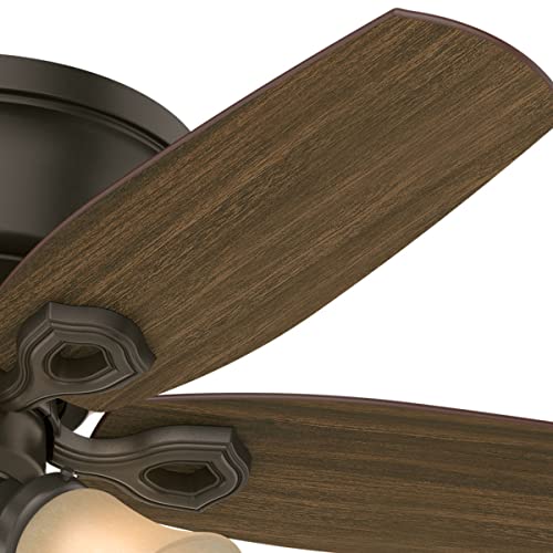 Hunter 42" Indoor Ceiling Fan with LED Light, 5-Blade Bronze, Pull Chain, Low Profile, Bedroom/Living/Kitchen, No Remote