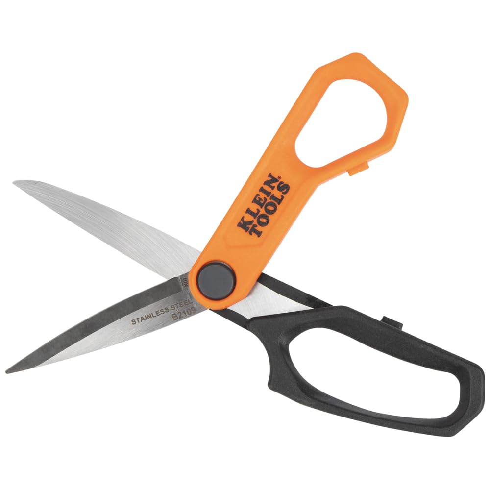 Klein Tools B2109 Heavy Duty Scissors, Multipurpose Utility Shears for Cutting Fabric, Cardboard, Plastic, Metal and More, Stainless Steel, 9-Inch