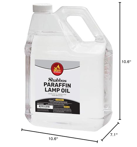 1 Gallon Paraffin Lamp Oil - Clear Smokeless, Odorless, Clean Burning Fuel for Indoor and Outdoor Use - Shabbos Lamp Oil, by Ner Mitzvah