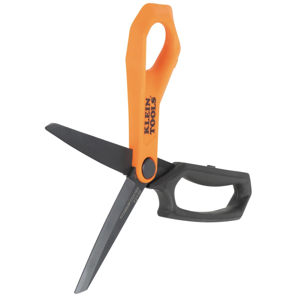 Klein Tools T2110 Titanium-Coated Professional Scissors, Stainless Steel Shears for Cutting Sheet Metal, Leather, and Heavy-Duty Materials, 10-Inch