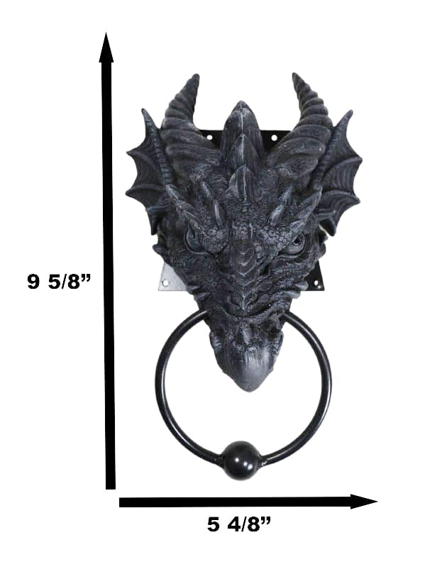 Ebros Gift Gothic Ancient Horned Dragon Wyvern Monarch Guardian Head Door Knocker Myths And Legends Dungeons And Dragons Home Decor Figurine