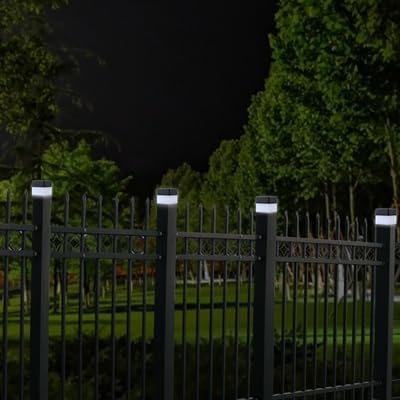 TERBBU Solar LED Fence Post Cap Light 2x2 Inch (5x5cm) - for Wrought Iron, Aluminum & Garden Fences, Waterproof Outdoor Solar Lights(White Light) (12)