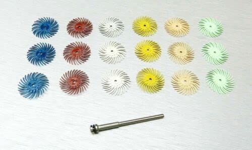 3m Radial Bristle Disc 3/4" Diameter Brush Assortment 19 PCS Set 6 Different Grits and Mandrel by JTS Made in USA