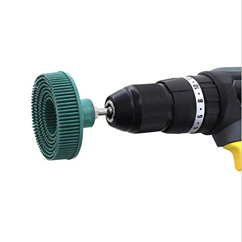 50 Grit 2" Green Bristle Discs (4PCS) with 1/4" Shank – Abrasive Rubber Brush for Coating Removal & Surface Sanding