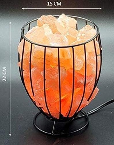 NatureBoost Himalayan Pink Salt Metal Basket Lamp (Tall) with Pair of Extra Bulb, Unique Gift Idea