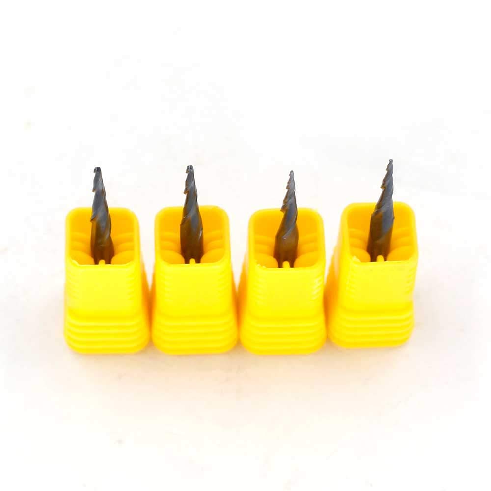 OSCARBIDE 1/8" Shank Carbide End Mill Set, 4-Piece Tapered Ball Nose, 2-Flute, Right Spiral, TiAlN Coated CNC Router Bits