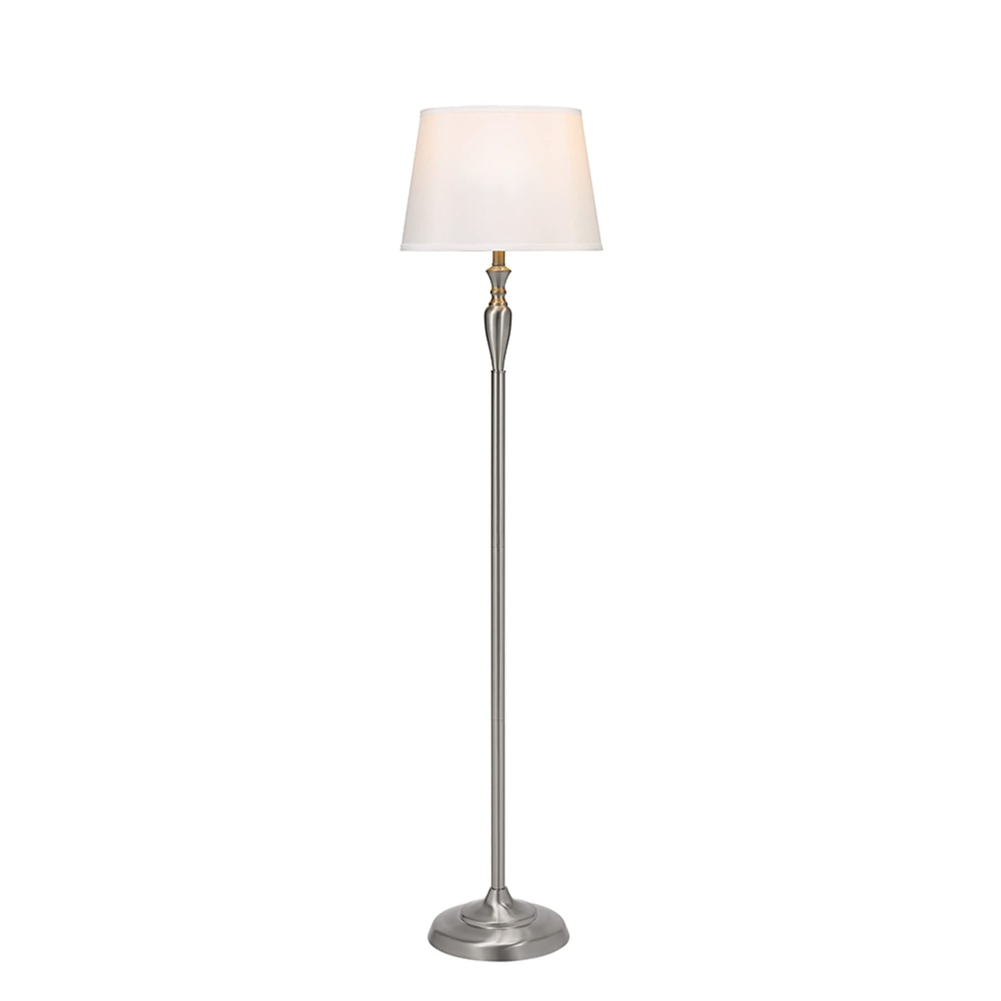 Catalina Lighting 18078-001 Transitional 3-Piece Metal Floor & Table Lamp Set with Linen Shades 59" and 24" Brushed Nickel Classic